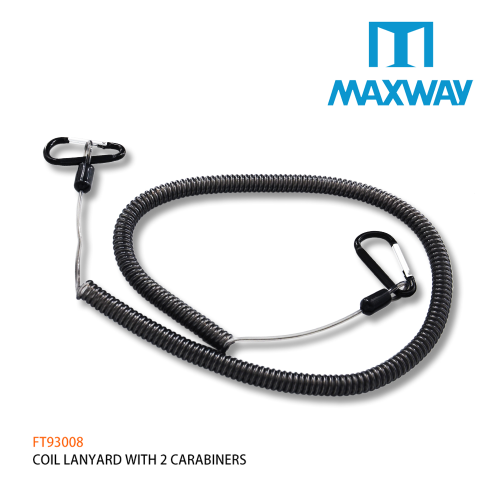 Coil Lanyard with 2 Carabiners
